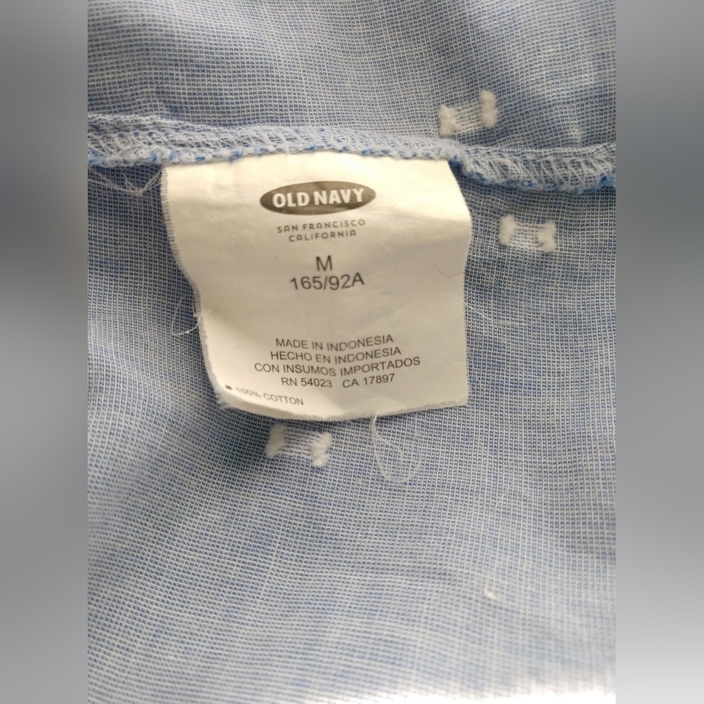 Old Navy Lightweight Summer Tunic Top Shirt Pale Blue Coastal Beach Medium - Picture 5 of 9
